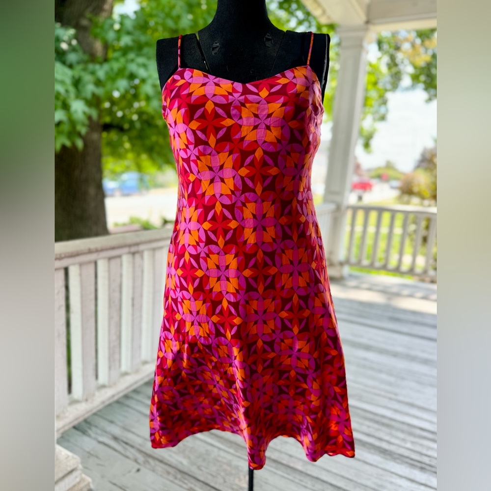 INC International Concept Kaleidoscope pink silk slip dress